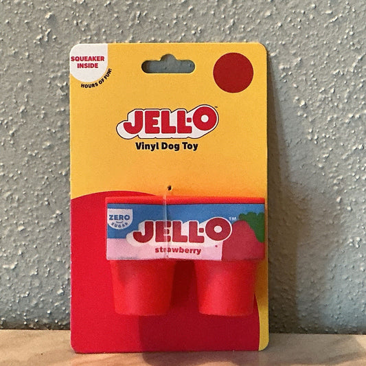 JELL-O Strawberry Cups Dog Toy; Squeaky Vinyl Dog Safe Chew Toy