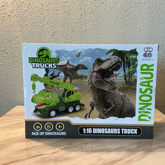 Dinosaur Triceratops Truck Toy 1:16 Scale Lights & Sounds Friction Powered NEW