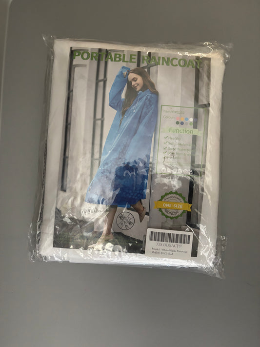 Portable Raincoat Poncho One Size Waterproof Reusable White