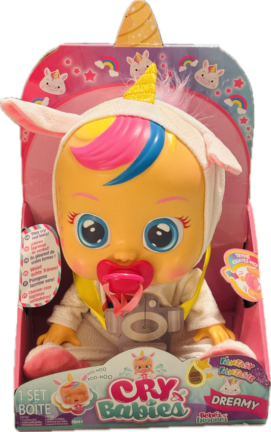 Cry Babies Dreamy Fantasy Unicorn Baby Doll with Real Tears & Sound (IMC Toys) - Boxed