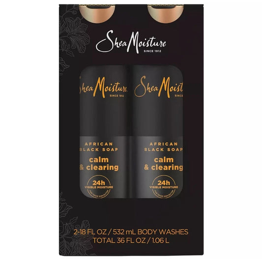 Shea Moisture African Black Soap Calm and Clearing Body Wash, 18 oz., 2pk.